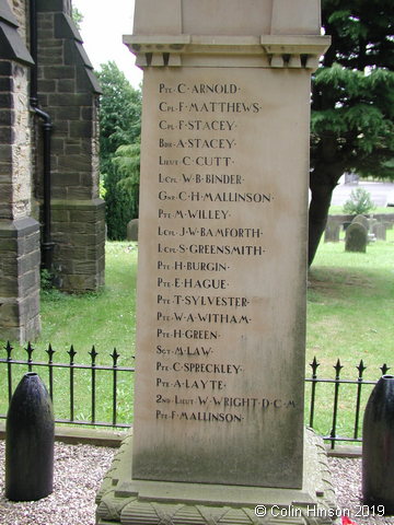 The War Memorial in the Churchyard at Thorpe Hesley.