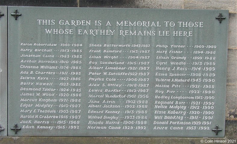 The Monumental plaque in the Church-yard at Todmorden.