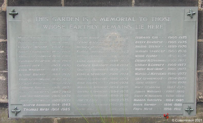 The Monumental plaque in the Church-yard at Todmorden.