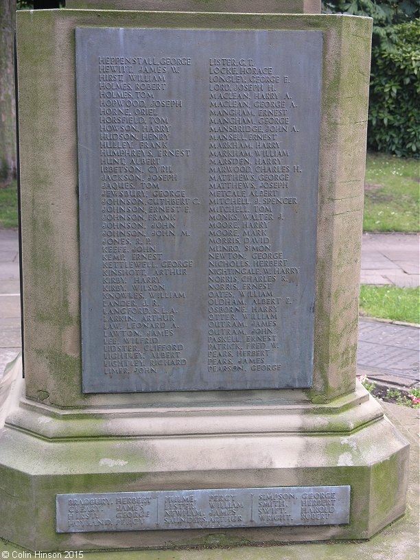 The First World War Memorial in All Saints Churchyard, Wath upon Dearne