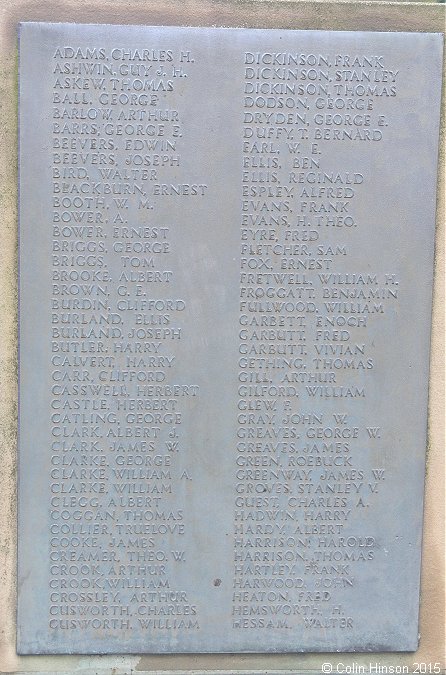 The First World War Memorial in All Saints Churchyard, Wath upon Dearne
