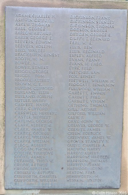 The First World War memorial in All Saints Churchyard, Wath upon Dearne