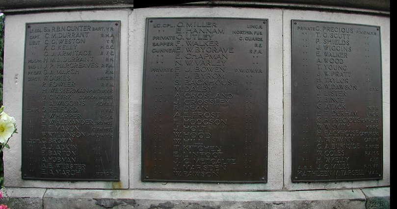 The World War I War Memorial on Boston Road, Wetherby.