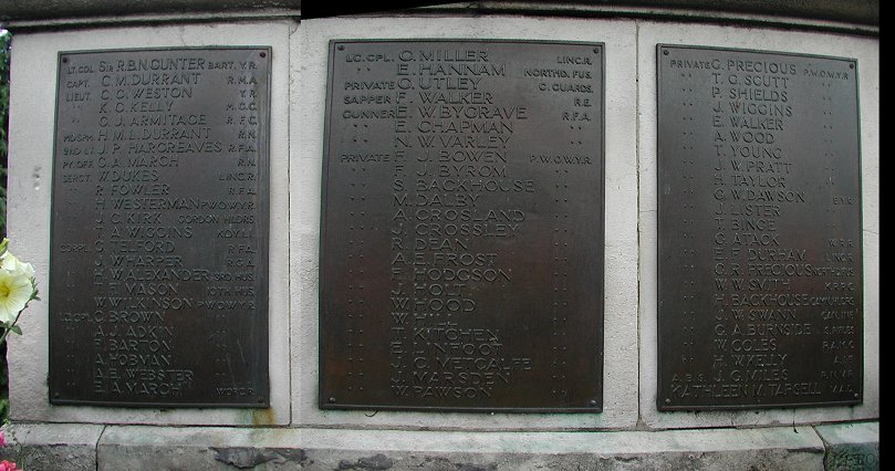 The World War I memorial on Boston Road, Wetherby.