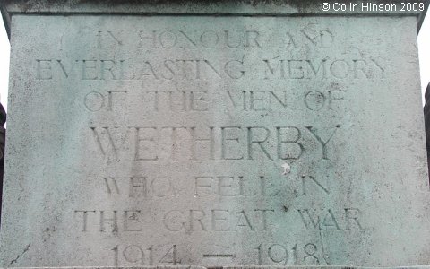 The World War I War Memorial on Boston Road, Wetherby.