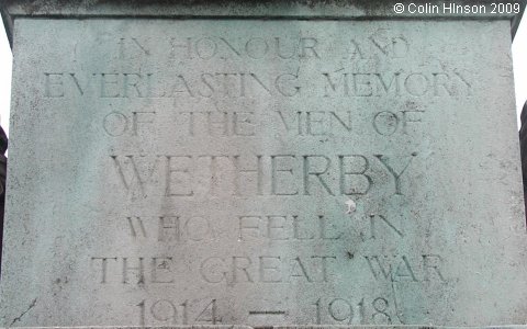 The World War I memorial on Boston Road, Wetherby.