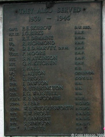 The World War I War Memorial on Boston Road, Wetherby.