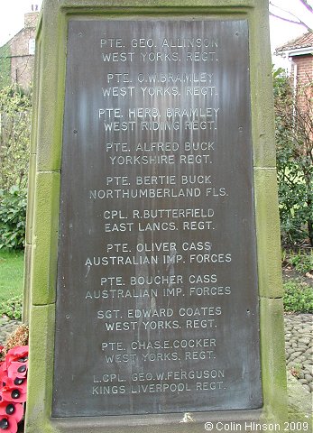 The World War I memorial at Whixley.