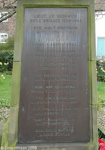 The World War I War Memorial at Whixley.