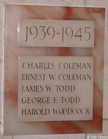 The War Memorial plaques in St. Cuthbert and St. Oswald's Church, Winksley.
