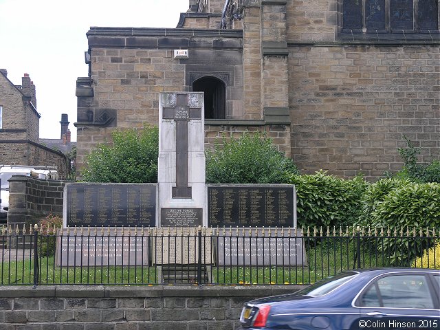 The World Wars I and II War Memorial in Wombwell St. Mary's Churchyard.