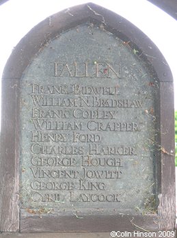 The World War I Memorial Stones in the Gate at St. Leonard's Church, Wortley.