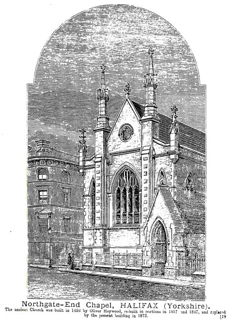 An old drawing of the Unitarian Church, Halifax