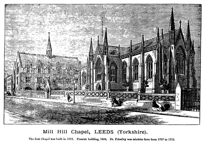 An old drawing of the Unitarian Church, Leeds