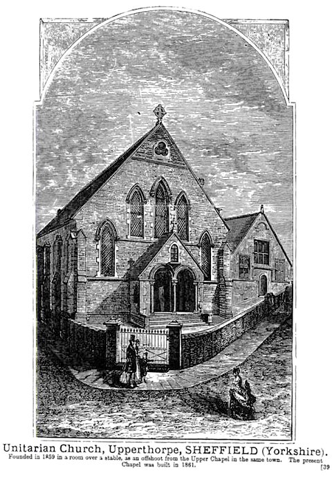 An old drawing of the Unitarian Church, Upperthorpe
